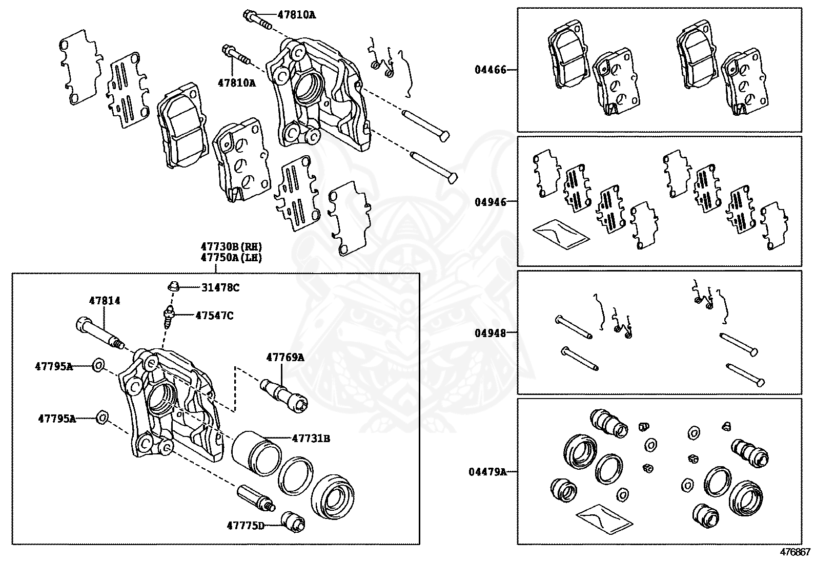 Toyota - Fitting Kit, Rear Disc Brake